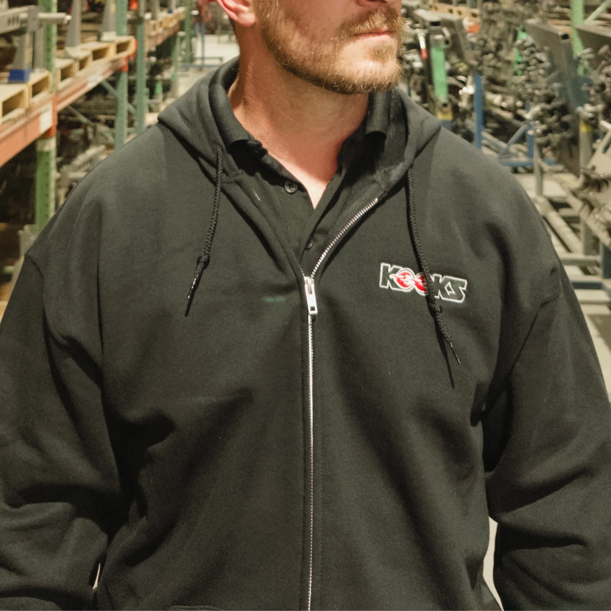 Kooks Embroidered Black Logo Zip-Up Hoodie - Image 3