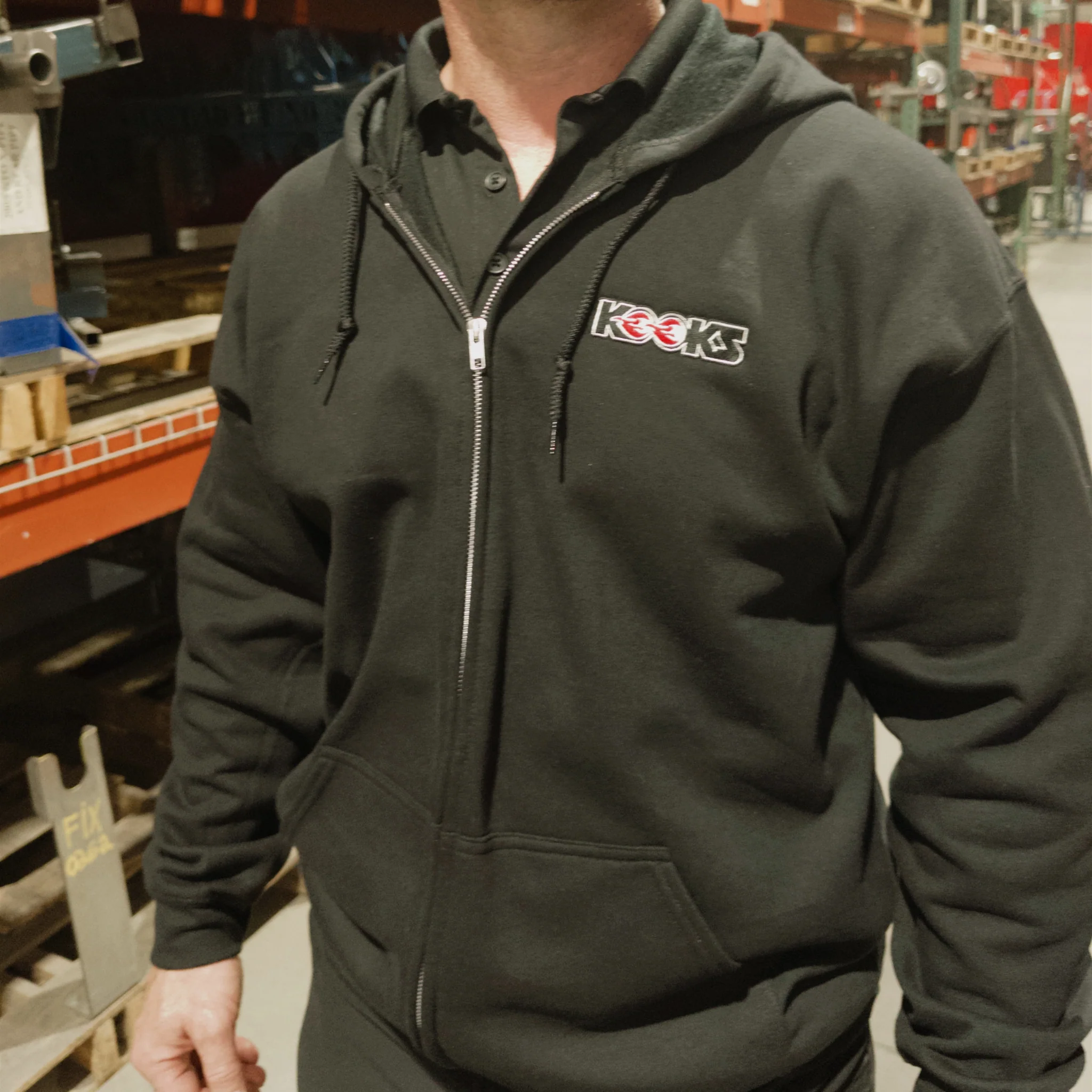 Kooks Embroidered Black Logo Zip-Up Hoodie - Image 5